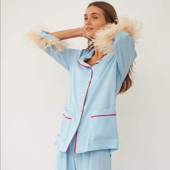 SOLD SLEEPER Party Pajama Set with Feathers in Blue size - S SOLD OUT EVERYWHERE - Picture 9 of 16